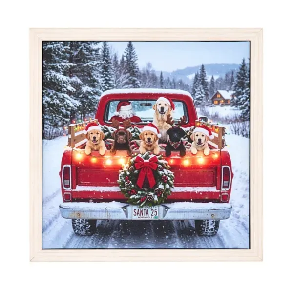 Kirklands Pups In Truck LED Framed Art 78315285 Kirklands Pups In Truck LED Framed Art 78315285 - Image 1