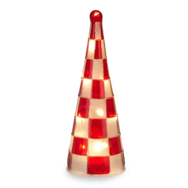 Kirklands Tabletop Checkered LED Tree, 8-inch 66916361 Kirklands Tabletop Checkered LED Tree, 8-inch 66916361 - Image 1