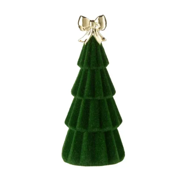 Kirklands Tabletop Flocked Tree with Bow, 12-inch 62743423 Kirklands Tabletop Flocked Tree with Bow, 12-inch 62743423 - Image 1