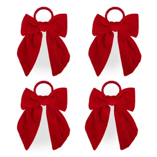 Kirklands Burgundy Velvet Bows Napkin Ring Set of 4 32763921 Kirklands Burgundy Velvet Bows Napkin Ring Set of 4 32763921 - Image 1