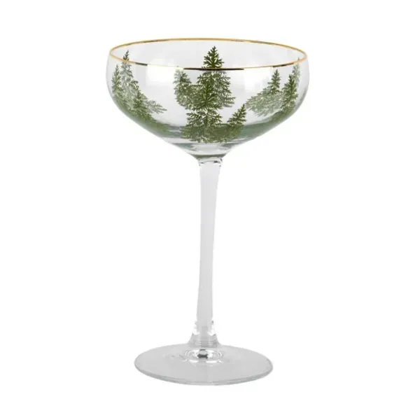 Kirklands Evergreen Trees Embossed Coupe Glass 67974942 Kirklands Evergreen Trees Embossed Coupe Glass 67974942 - Image 1