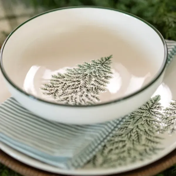 Kirklands Evergreen Trees Embossed Dinner Bowl 25534121 Kirklands Evergreen Trees Embossed Dinner Bowl 25534121 - Image 1