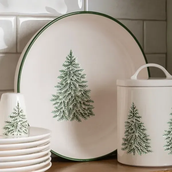 Kirklands Evergreen Trees Embossed Serving Bowl 35926296 Kirklands Evergreen Trees Embossed Serving Bowl 35926296 - Image 1