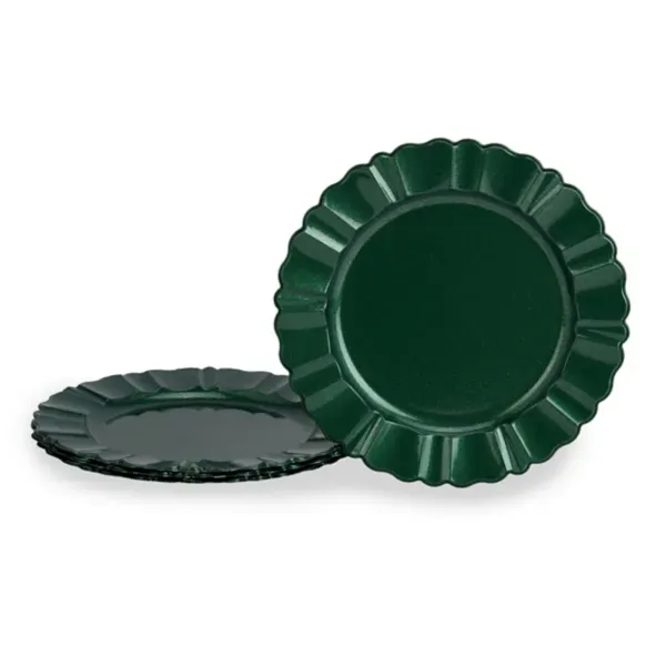 Kirklands Green Scalloped Glitter Charger 95331858 Kirklands Green Scalloped Glitter Charger 95331858 - Image 1