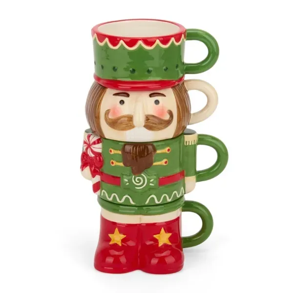 Kirklands Holly Nutcracker 4-pc. Stacked Mug Set 84879831 Kirklands Holly Nutcracker 4-pc. Stacked Mug Set 84879831 - Image 1