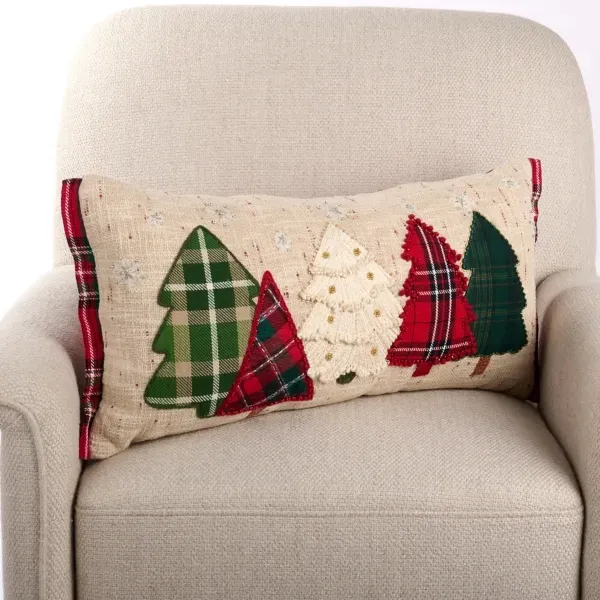Kirklands Plaid Christmas Trees Lumbar Pillow 47848494 Kirklands Plaid Christmas Trees Lumbar Pillow 47848494 - Image 1