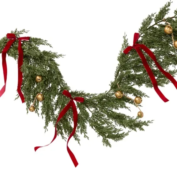 Kirklands Juniper with Bow 6ft Garland 14569248 Kirklands Juniper with Bow 6ft Garland 14569248 - Image 1