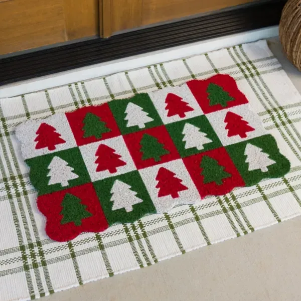Kirklands Christmas Tree Squares Scalloped Doormat 79514411 Kirklands Christmas Tree Squares Scalloped Doormat 79514411 - Image 1