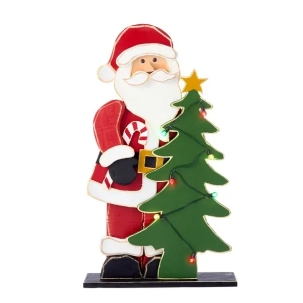 Kirklands Porch Santa with LED Tree Holly 23169553 Kirklands Porch Santa with LED Tree Holly 23169553 - Image 1