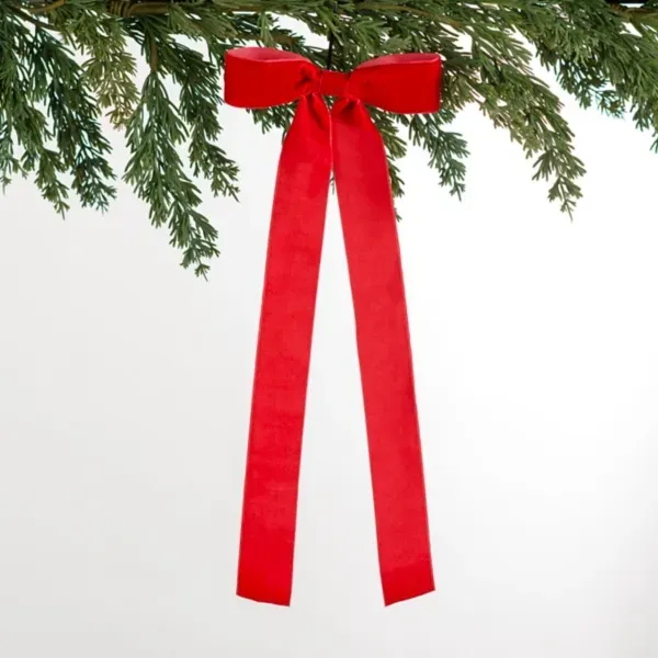 Kirklands Red Ribbon Bow Ornaments, Set of 4 92274399 Kirklands Red Ribbon Bow Ornaments, Set of 4 92274399 - Image 1