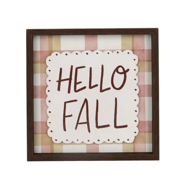 Kirklands Hello Fall Plaid Framed Wall Plaque 49518681 Kirklands Hello Fall Plaid Framed Wall Plaque 49518681 - Image 1