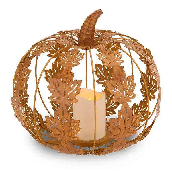 Kirklands Metal Leaf Pumpkin LED Candle Holder 86481677 Kirklands Metal Leaf Pumpkin LED Candle Holder 86481677 - Image 1