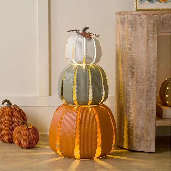 Kirklands Pre-Lit Pumpkin Stack Metal Statue 26238247 Kirklands Pre-Lit Pumpkin Stack Metal Statue 26238247 - Image 1