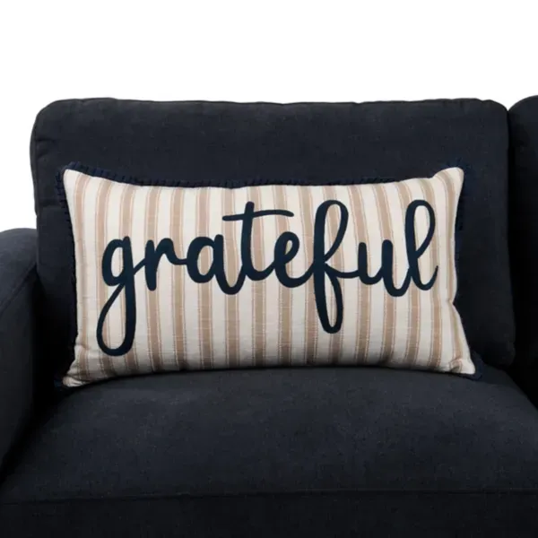 Kirklands Striped Grateful Script Accent Pillow 16799877 Kirklands Striped Grateful Script Accent Pillow 16799877 - Image 1