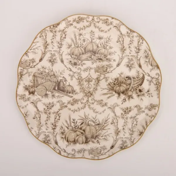 Kirklands Taupe Pumpkin Toile Dinner Plate 46952264 Kirklands Taupe Pumpkin Toile Dinner Plate 46952264 - Image 1