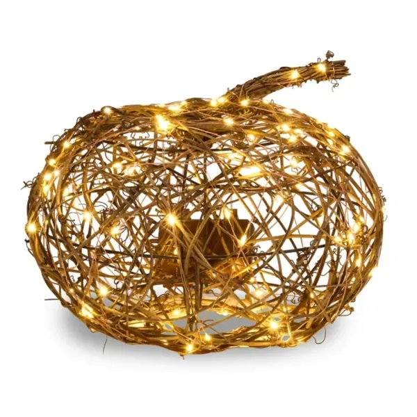 Kirklands Light-Up Wicker Pumpkin Outdoor Decor, 9-inch 52173799 Kirklands Light-Up Wicker Pumpkin Outdoor Decor, 9-inch 52173799 - Image 1