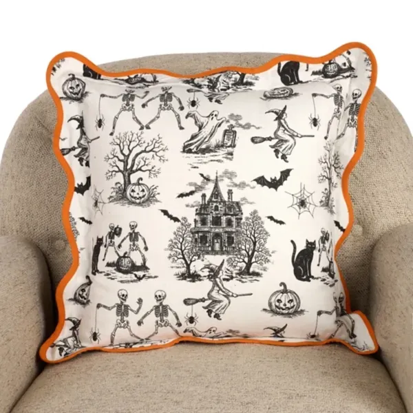 Kirklands Haunted Town Scene Scalloped Pillow 97613727 Kirklands Haunted Town Scene Scalloped Pillow 97613727 - Image 1