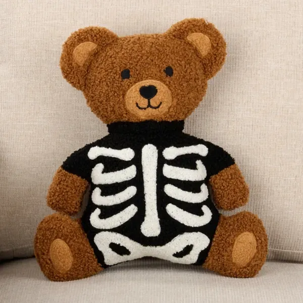 Kirklands Skeleton Teddy Bear Shaped Pillow 44372244 Kirklands Skeleton Teddy Bear Shaped Pillow 44372244 - Image 1