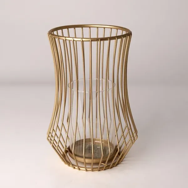 Kirklands Gold Cage Hurricane Lantern, 10 in. 77397368 Kirklands Gold Cage Hurricane Lantern, 10 in. 77397368 - Image 1