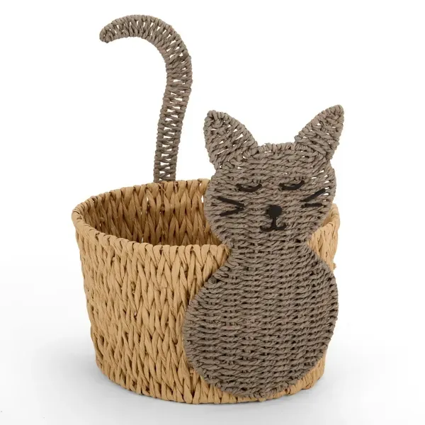 Kirklands Gray Cat Rattan Basket 84519239 Kirklands Gray Cat Rattan Basket 84519239 - Image 1