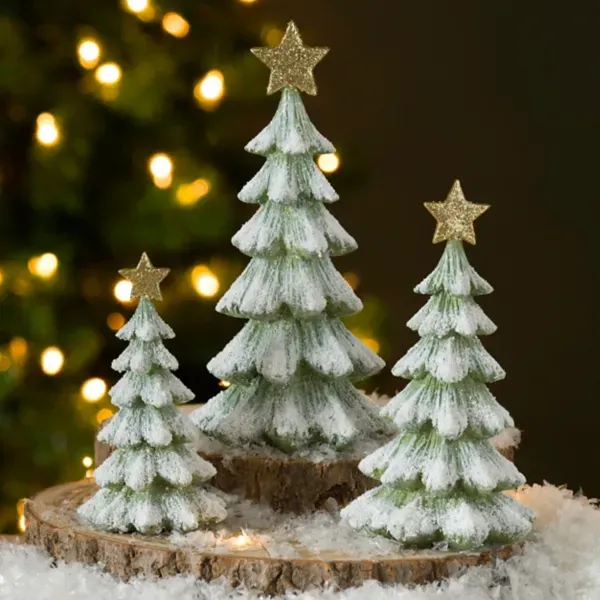 Kirklands Green Flocked Christmas Trees, Set of 3 91286758 Kirklands Green Flocked Christmas Trees, Set of 3 91286758 - Image 1