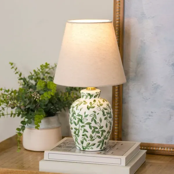 Kirklands Green Floral Ceramic Table Lamp 75528875 Kirklands Green Floral Ceramic Table Lamp 75528875 - Image 1