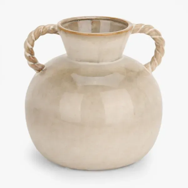Kirklands Ivory Glazed Ceramic Vase with Twist Handles 47566374 Kirklands Ivory Glazed Ceramic Vase with Twist Handles 47566374 - Image 1