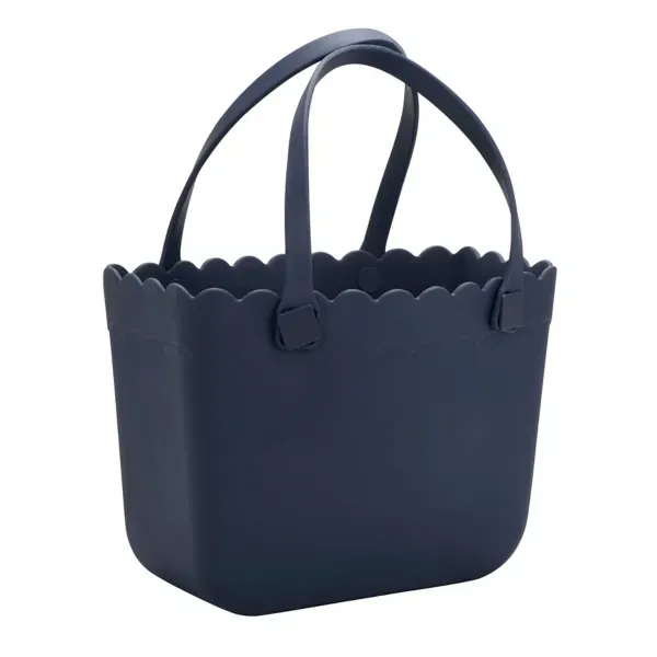 Kirklands Navy Scalloped Carry-All Basket Tote 37584637 Kirklands Navy Scalloped Carry-All Basket Tote 37584637 - Image 1