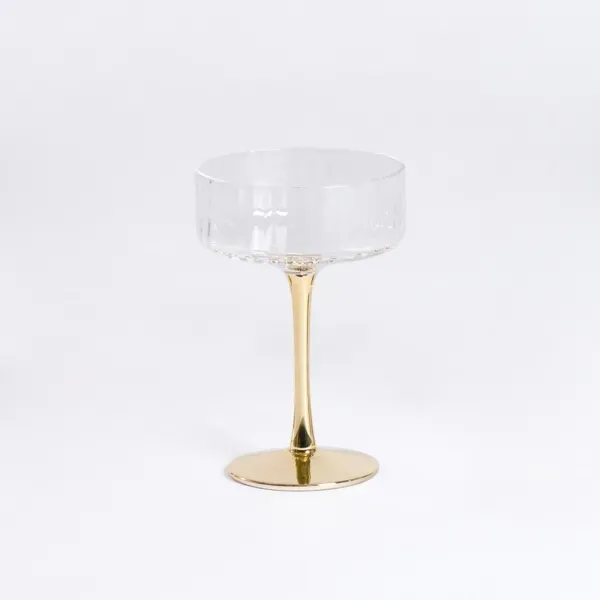 Kirklands Ripple Gold Base Coupe Wine Glass 33822519 Kirklands Ripple Gold Base Coupe Wine Glass 33822519 - Image 1