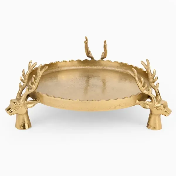 Kirklands Round Gold Deer Decorative Tray 73157196 Kirklands Round Gold Deer Decorative Tray 73157196 - Image 1