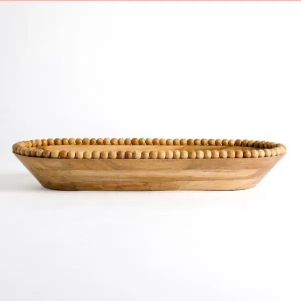 Kirklands Mango Wood Beaded Oval Bowl, 12×26 77691665 Kirklands Mango Wood Beaded Oval Bowl, 12×26 77691665 - Image 1