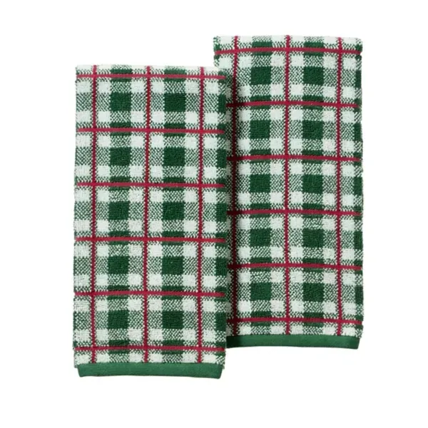 Kirklands Green Plaid Christmas Hand Towels, Set of 2 14211382 Kirklands Green Plaid Christmas Hand Towels, Set of 2 14211382 - Image 1