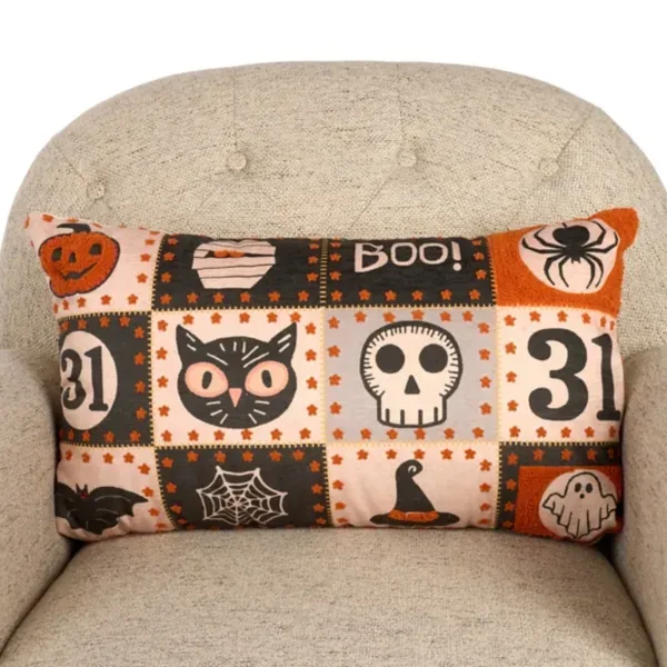 Kirklands Halloween Icons Patchwork Pillow 17671927 Kirklands Halloween Icons Patchwork Pillow 17671927 - Image 1