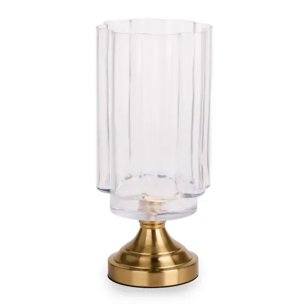 Kirklands Gold Scallop Glass Hurricane, 14.75 in. 94184981 Kirklands Gold Scallop Glass Hurricane, 14.75 in. 94184981 - Image 1