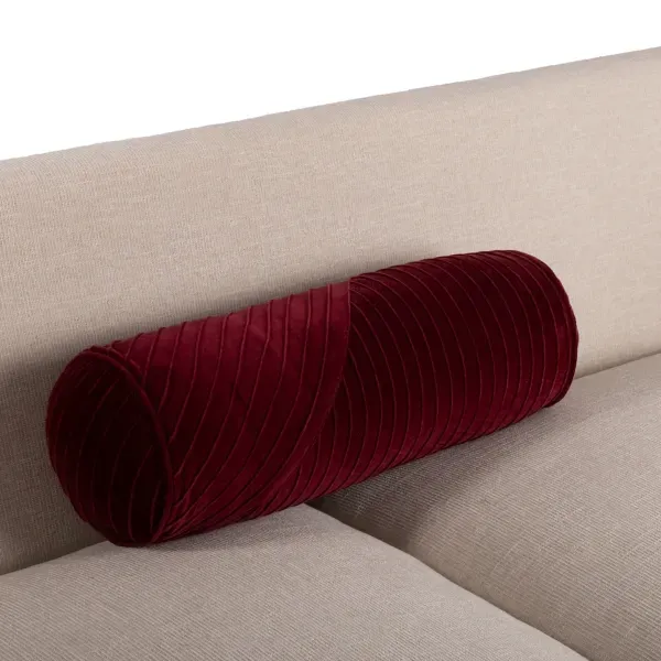 Kirklands Merlot Pleated Velvet Bolster Pillow, 21 in. 16414365 Kirklands Merlot Pleated Velvet Bolster Pillow, 21 in. 16414365 - Image 1