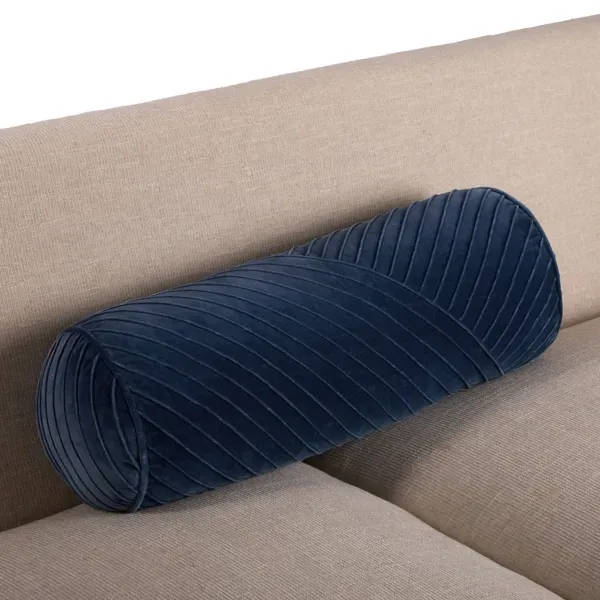 Kirklands Navy Pleated Velvet Bolster Pillow, 21 in. 66942873 Kirklands Navy Pleated Velvet Bolster Pillow, 21 in. 66942873 - Image 1