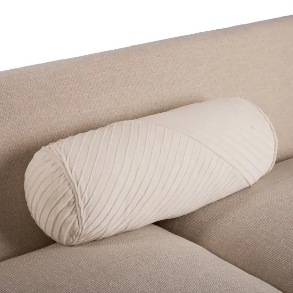Kirklands Ivory Pleated Velvet Bolster Pillow, 21 in. 17526922 Kirklands Ivory Pleated Velvet Bolster Pillow, 21 in. 17526922 - Image 1